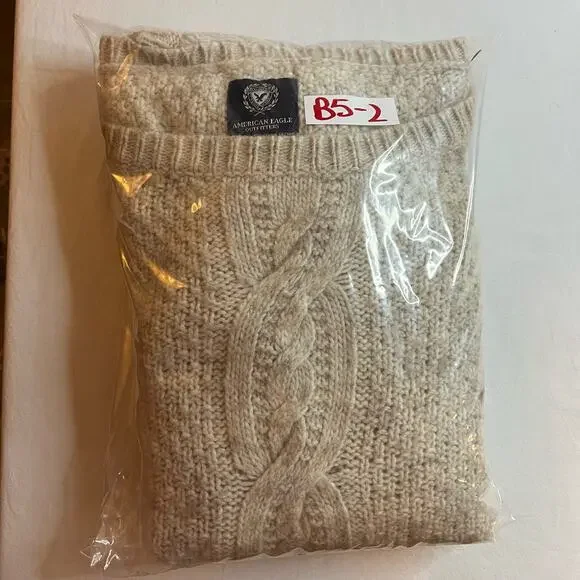 American Eagle Alpaca Wool Blend Sweater Women's Large Cozy Cable Knit Pullover - Picture 11 of 11
